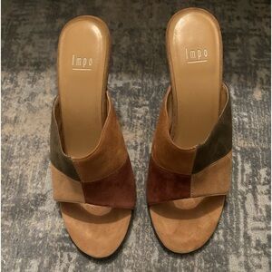 Impo suede slides. Multicolor earth toned. Size 8.